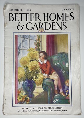 RARE VINTAGE NOVEMBER 1928 BETTER HOMES & GARDENS MAGAZINE MEREDITH PUB. ILLUS.-image