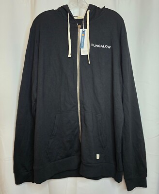 Marine Layer Afternoon Fleece Hoodie Men's 2XL Black Full Zip 