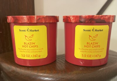 2x Scent Market Blazin' Hot Chips Scented Jar Candle Christmas Gift 5.2 OZ New-image