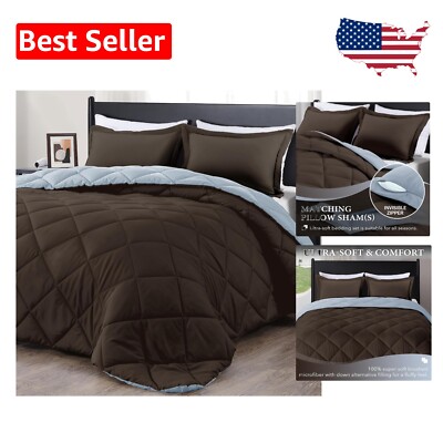 Reversible King Comforter Set - Ultra-Soft Microfiber for All Seasons Comfort-image