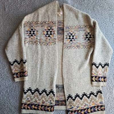 Cozy Cardigan Sweater Southwest Debut Tan Soft Southwest M/L Cotton Blend-image