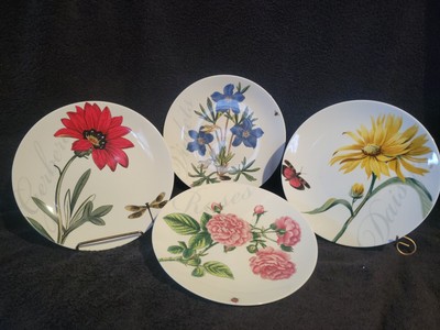 Four Piece Pier 1 Imports Salad Plates Flower Designs-image