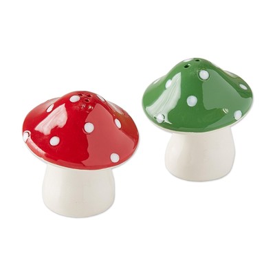 Design Imports DII Ceramic Salt & Pepper Shaker Set, Mushrooms-image