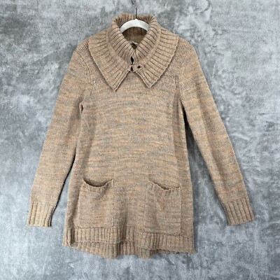 Soft Surroundings Sweater Womens Small Tan Multi Long Wool Blend Cozy Office-image