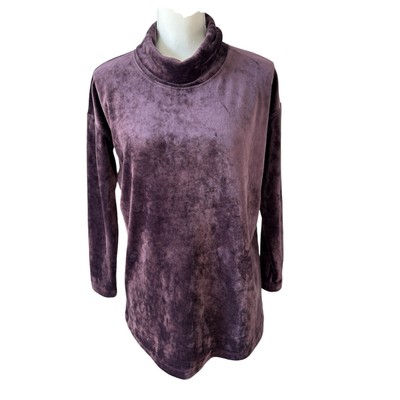 J. JILL Velour Turtleneck Size XS Purple Relaxed Fit Cozy Loungewear Comfort-image