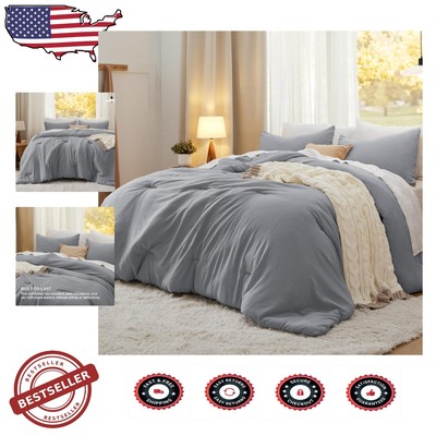 GentleSoft Grey Twin Comforter & Pillowcase Set - Cozy & Machine Washable-image