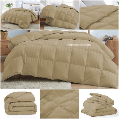 Luxury Premium Soft Stripes Taupe Comforter Goose Down Alternative Full Size-image