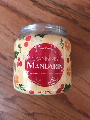 MAINSTAYS CANDLE--NEW*CRANBERRY MANDARIN*LARGE 14 OZ. MULTI-WICK WITH DUST COVER-image