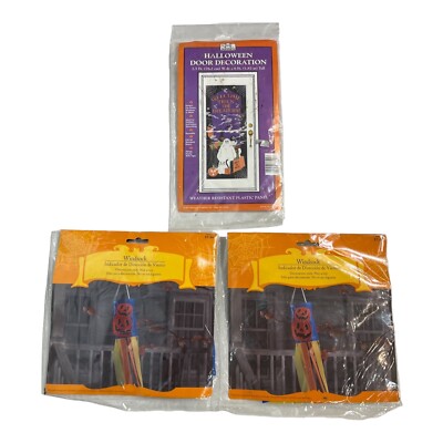1995 Vintage  Jeanmarie Halloween Door Decoration 6’ x2.5’ Witch + 2 Wind Socks-image