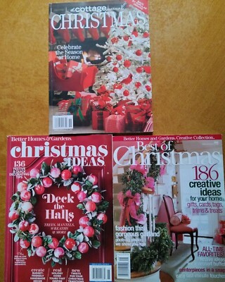 3 CHRISTMAS & HOLIDAY CRAFTS Mags - Better Homes and Gardens & Christmas Cottage-image