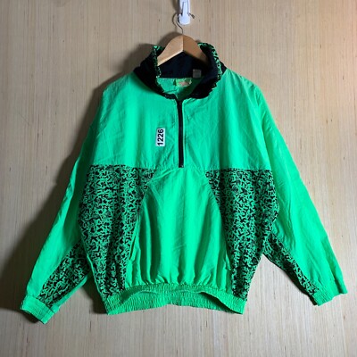 Vintage Shell Shack Wind Breaker Adult Size Medium Green Long Sleeve Men's 90s-image