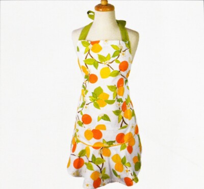 DII Design Imports Kitchen Cooking Ruffle APRON for Women w Pocket Citrus Fruits-image