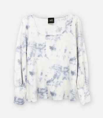 W5 Cozy Knit Tie Dye Balloon Sleeve Top Soft Fleece Women Size Medium-image