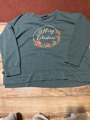 Merry Christmas Women's Pullover Cozy Holiday Sweatshirt XXL  Green-image