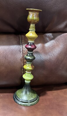 Vintage 1990  Pier 1 Imports Painted Metal Color Stack Candlestick Holder-image