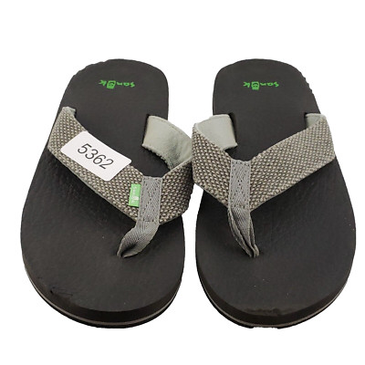 Sanuk Men's Beer Cozy Comfort Coaster Flip Flops gray black Size 9 10966-image