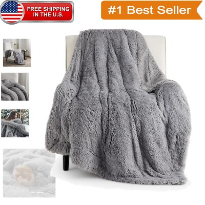 Thick 640 GSM Fluffy Faux Fur Blanket - Cozy Decorative Throw for All Seasons-image