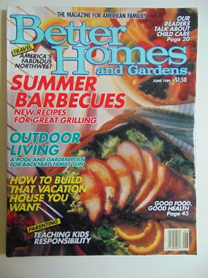 Better Homes and Gardens Magazine June 1989- Summer barbecues- Outdoor Living-image