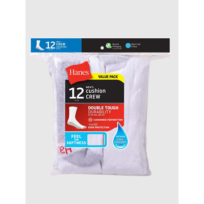 Hanes Men's Double Tough Durability Over-the-Calf Tube Socks, 12-Pack-image