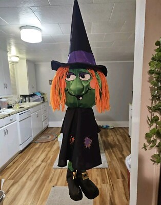 Vtg Gemmy Collapsible Hanging Decor Halloween Witch Windsock 30