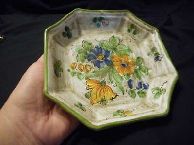 Vintage Hand Painted Dish Italy Meiselman Imports New York Floral Design 7