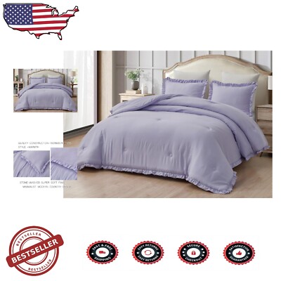 3-Piece Microfiber Comforter Set - Lightweight, Cozy Fluffy Elegance in Lavender-image