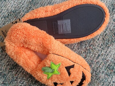 Dearfoams Cozy Comfort Halloween Unisex Pumpkin Closed Back Slippers-image