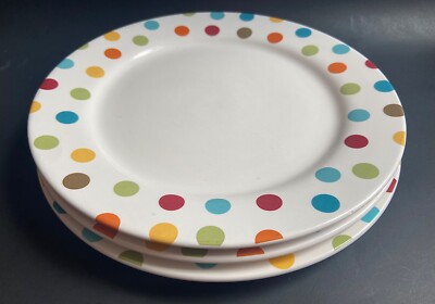 Pier 1 Imports Confetti Ironstone Dinner Plates Polka Dots 11