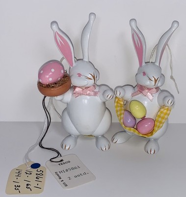 Tesco 1984-85 Bunny Pair Vtg Ornaments Midwest Importers Cannon Falls NWT Taiwan-image