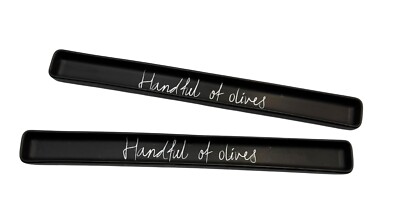 Set Of 2 Pier 1 Imports Black Ceramic Olive Dishes 