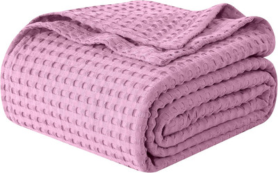 Premium 100% Cotton Waffle Blanket - Lightweight Breathable Waffle Weave Bed Bla-image
