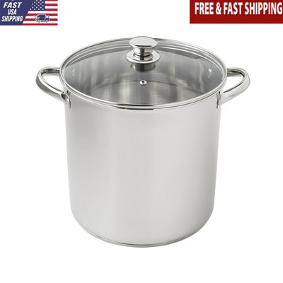 12-Quart Stainless Steel Stock Pot with Glass Lid for Preparing Amazing Sauces-image