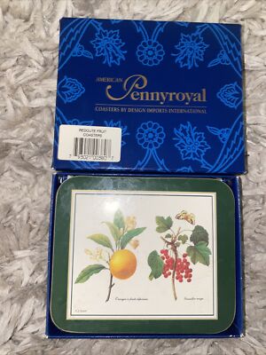 4Pcs American Pennyroyal REDOUTE FRUIT Coasters By Design Imports International-image