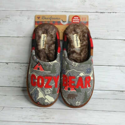 Dearfoams Women's Mule Slippers Size 7 8 Cozy Bear-image
