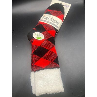 Cozy Lodge Red Grides Socks Indoor by Fireside  【sold as it is】-image