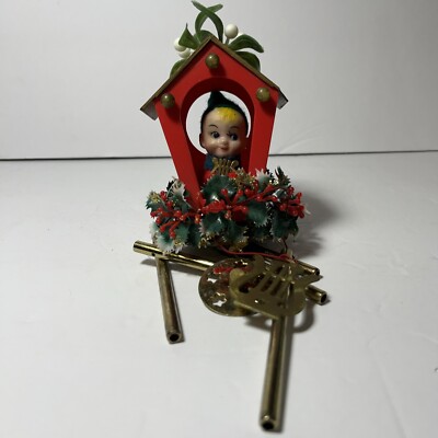 Vintage Pixie  In House Christmas Wind Chimes Elf Harp-image
