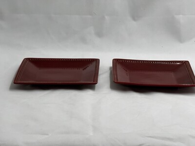 Pier 1 Set of 2 Spice Route Paprika Square Salad Plates 8 3/8'' Beaded Edge-image