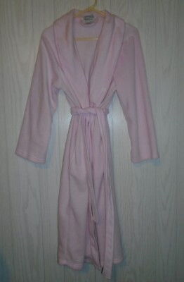 Essence of Beauty Cozy Fleece Pink Robe Belted One Size Fits Most EUC-image