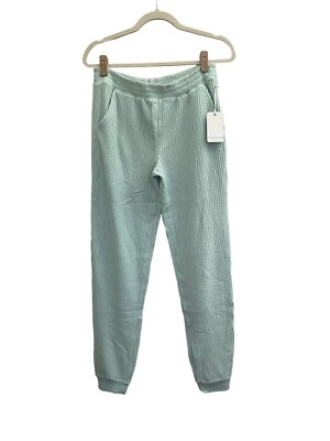 NWT PJ Salvage Medium Thermal Waffle Plush Mint Green Lounge Pants #PQGG-image