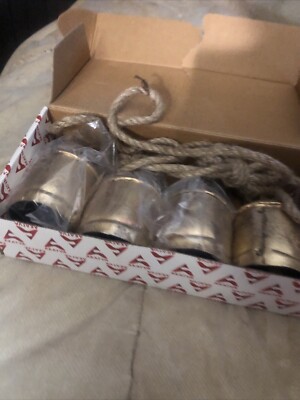 Large Brass look Cow Bells Vintage Rustic Style Wind chime Set of 4-image