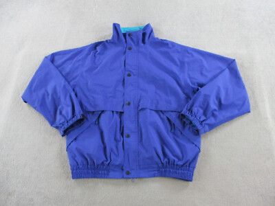 VINTAGE REI Jacket Mens Large Blue Waterproof Rain Full Zip Snap Goretex Hiking-image