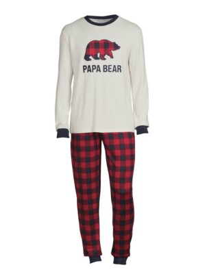Dearfoams Cozy Comfort 2 pc Papa Bear Pajama Set Mens Size Medium 32-34-image