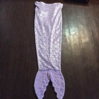 Mermaid Tail Blanket Sleeping Bag Snuggle Purple Lavender with Silver Seashells-image