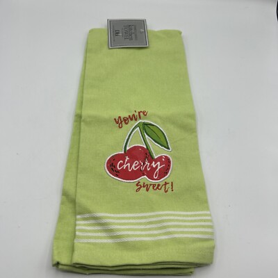 Embellished 100% Cotton Kitchen Towel 18x28 inch You're Cherry Sweet! Embroidery-image