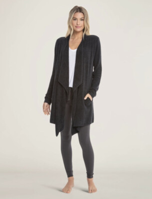 Barefoot Dreams Size S/M Bamboo Chic Lite Cardigan Black Cozy Soft Lounge-image