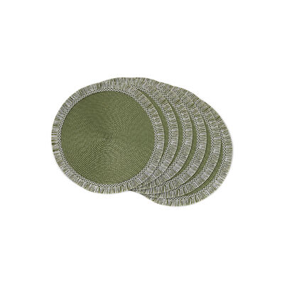 Design Imports Sage Round Fringed 6-Pc. Placemats - SAGE ONE SIZE-image