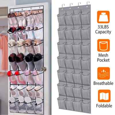 28 Grids Over Door Shoe Organizer Rack Hanging Storage Holder Hanger Bag Closet-image