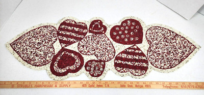 Pier 1 Beaded Hearts Valentine’s Day Table Runner  13 x 36 inches-image