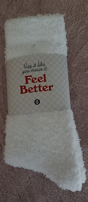 Feel Better 100% polyester solid ivory cozy socks O/S-image