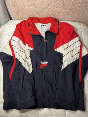 Vintage FILA Windbreaker Jacket – Men’s Medium Retro 90s Style Red, Navy & White-image